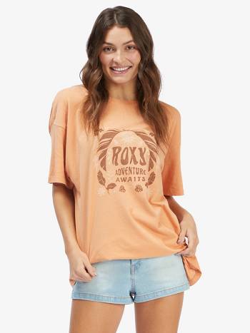 Women's Roxy Adventure Tribe Oversized Graphic T-Shirt yellow | NZ_LW8471