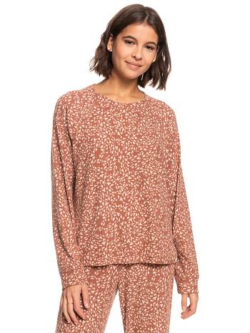 Women's Roxy Anchors Away Printed Rib Top Sweaters Brown | NZ_LW1737