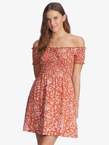 Women's Roxy At The Same Time Off-The-Shoulder Dress Red | NZ_LW7638