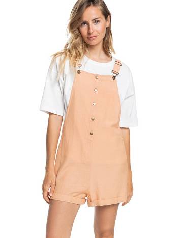 Women's Roxy Back To Goodbye Short Overalls Rompers Beige | NZ_LW3295