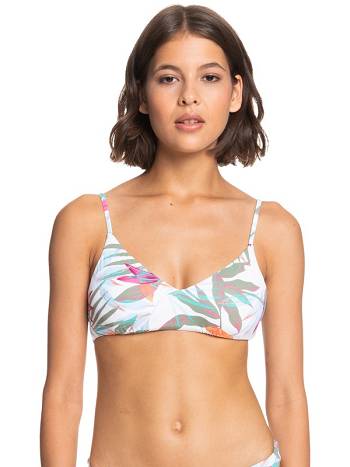 Women's Roxy Beach Classics Athletic Triangle Bikini Tops white flower | NZ_LW9036