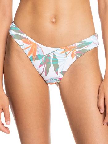 Women's Roxy Beach Classics Cheeky Bikini Bottoms white flower | NZ_LW9656