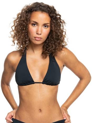 Women's Roxy Beach Classics Elongated Tiki Triangle Solid Bikini Tops Dark Grey | NZ_LW4705