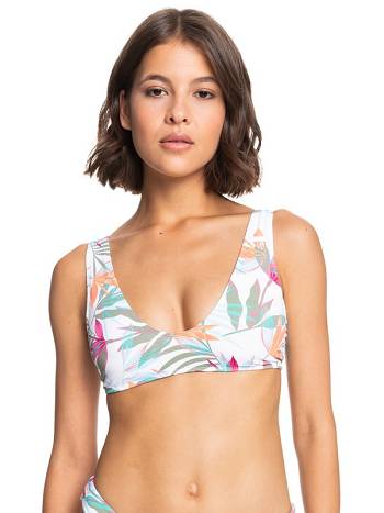 Women's Roxy Beach Classics Elongated Triangle Bikinis white flower | NZ_LW2580