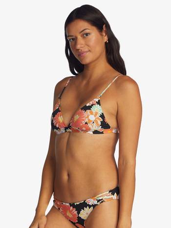 Women's Roxy Beach Classics Fixed Triangle Bikinis Dark Grey flower | NZ_LW5029