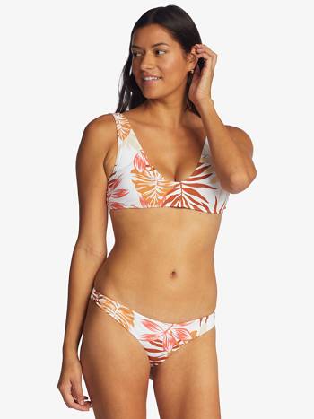 Women's Roxy Beach Classics Mini Bikini Bottoms white flower | NZ_LW8683