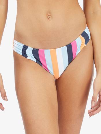 Women's Roxy Beach Classics Moderate Coverage Bikini Bottoms Blue Stripes | NZ_LW4178