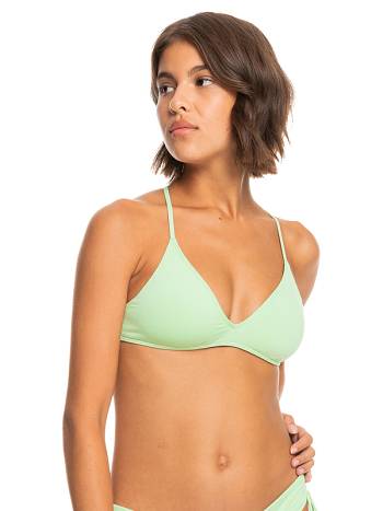 Women's Roxy Beach Classics Solid Triangle Bikini Tops green | NZ_LW2528