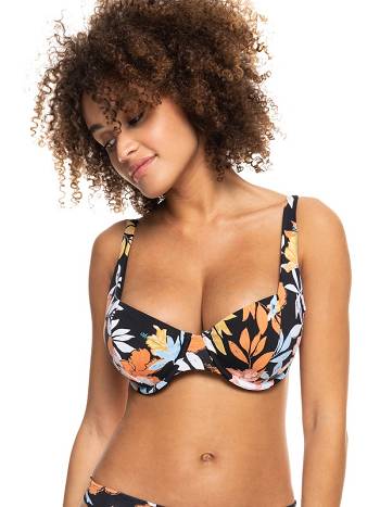 Women's Roxy Beach Classics Underwire Bikinis Dark Grey flower | NZ_LW5335