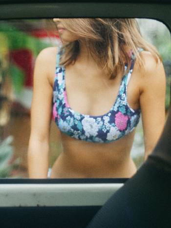 Women's Roxy Blossom Babe Smocked Bralette Bikinis Indigo flower | NZ_LW3315