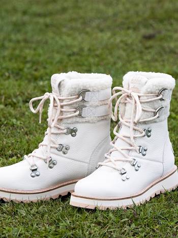 Women's Roxy Brandi Lace-Up Boots White | NZ_LW1757