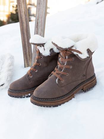 Women's Roxy Bruna Lace-Up Snow Boots Chocolate | NZ_LW8670