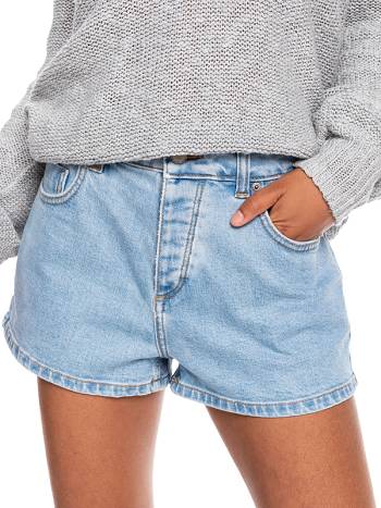 Women's Roxy Call Me Back Denim Shorts Light blue | NZ_LW2738