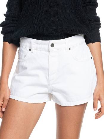 Women's Roxy Call Me Back White Denim Shorts White | NZ_LW2847