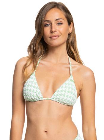 Women's Roxy Check It Tiki Triangle Bikini Tops Blue | NZ_LW5215