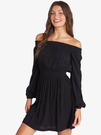 Women's Roxy Dream Escape Woven Off The Shoulder Dress Dark Grey | NZ_LW5635