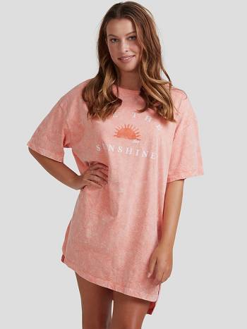 Women's Roxy Embrace The Vibrations T-Shirt Dress Coral | NZ_LW7102