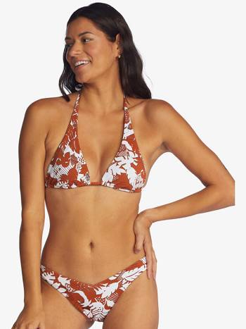 Women's Roxy Endless Swell Elongated Tiki Triangle Bikinis brown flower | NZ_LW1117