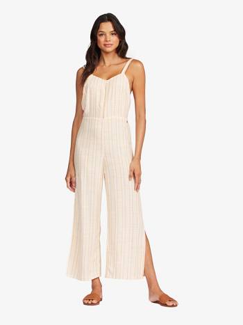 Women's Roxy Feelings Explained Jumpsuits White Stripes | NZ_LW8022