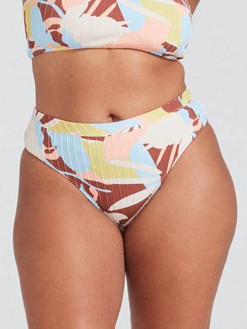 Women's Roxy Floraldelic The Shorey Printed Bikini Bottoms brown flower | NZ_LW9587