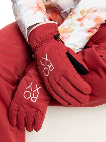 Women's Roxy Fresh Fields Insulated Gloves Dark Red | NZ_LW5068