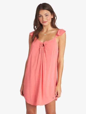 Women's Roxy Future Thoughts Woven Strappy Mini Dress Rose red | NZ_LW2195