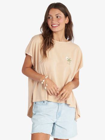 Women's Roxy Girls Palm Muscle T-Shirt Beige | NZ_LW5085