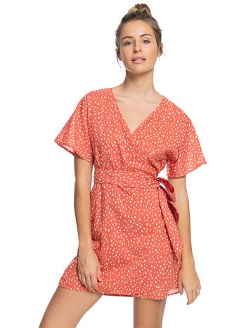 Women's Roxy Glassy Spot Wrap Dress Red | NZ_LW8226