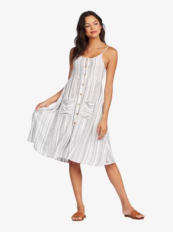 Women's Roxy Glowing Wave Midi Dress grey white | NZ_LW8913