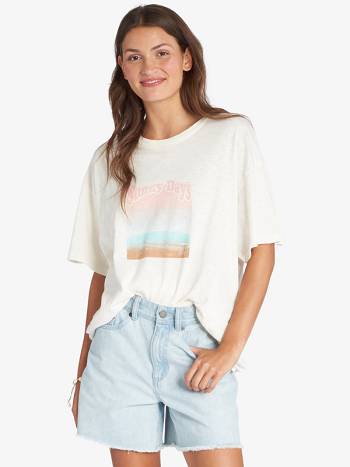 Women's Roxy Gradient Landscape Boyfriend T-Shirt White | NZ_LW7525