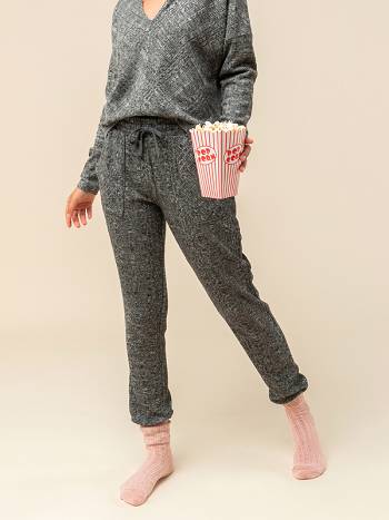 Women's Roxy High Tide Ribbed Joggers Loungewear Dark Grey | NZ_LW3501