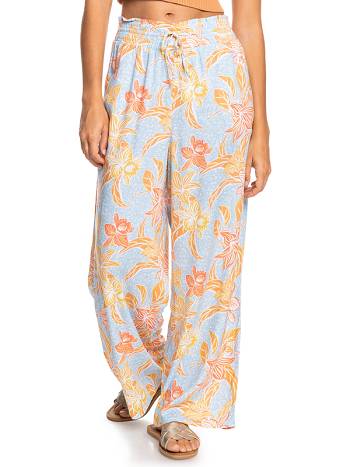 Women's Roxy Inside Rhythm Beach Pants blue Flower | NZ_LW3551