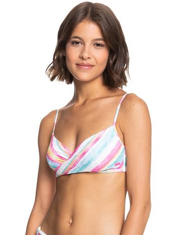 Women's Roxy Island In The Sun Wrap Bralette Bikini Tops White Orange | NZ_LW2477