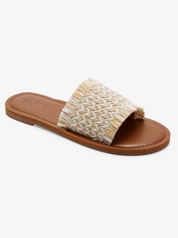 Women's Roxy Kaia Slim Slide Sandals Brown / White | NZ_LW9640