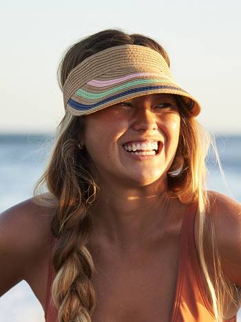 Women's Roxy Keep Tanning Woven Straw Visor Hats Beige | NZ_LW4051