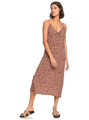 Women's Roxy Lady Winter Printed Midi Dress Brown | NZ_LW5549