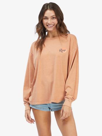 Women's Roxy Lay Z Oversized Graphic T-Shirt Beige | NZ_LW8607