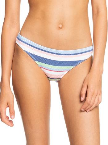 Women's Roxy Line Up Mid-Rise Bikinis White Stripes | NZ_LW1681