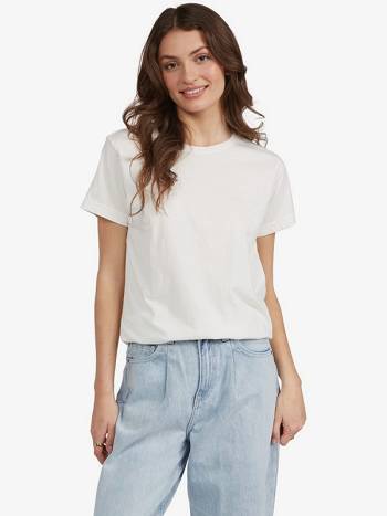 Women's Roxy Log Morning Boyfriend T-Shirt White | NZ_LW6274