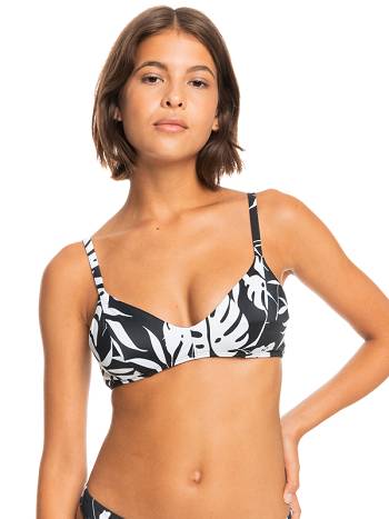 Women's Roxy Love The Aloha Triangle Bikinis Dark Grey flower | NZ_LW2186