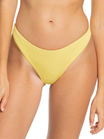 Women's Roxy Love The Baja Cheeky Ribbed Bikinis yellow | NZ_LW7051