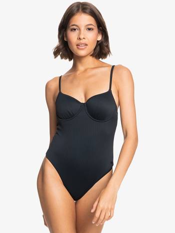 Women's Roxy Love The Muse Ribbed One Pieces Dark Grey | NZ_LW1705