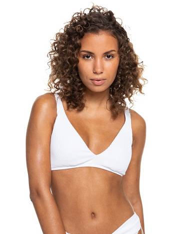 Women's Roxy Love The Oceana Elongated Triangle Bikini Tops White | NZ_LW3810