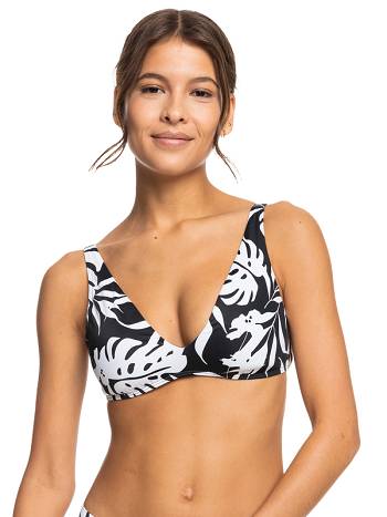 Women's Roxy Love The Oceana Elongated Triangle Bikinis Dark Grey flower | NZ_LW3967