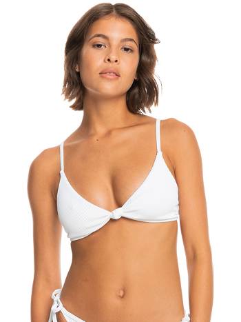 Women's Roxy Love The Surf Knot Ribbed Triangle Bikini Tops White | NZ_LW1133