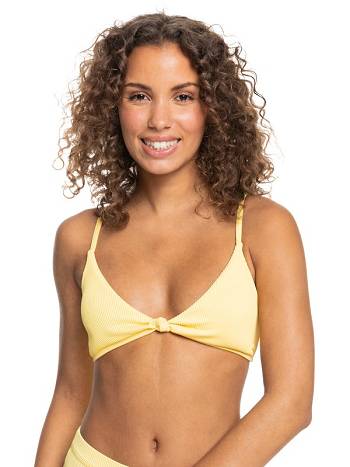 Women's Roxy Love The Surf Knot Triangle Bikini Tops yellow | NZ_LW4169