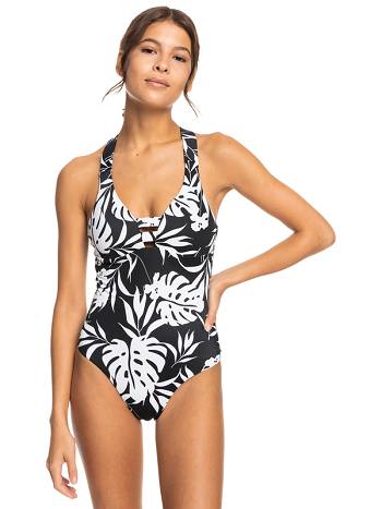 Women's Roxy Love The Wave Catcher One Pieces Dark Grey flower | NZ_LW5064