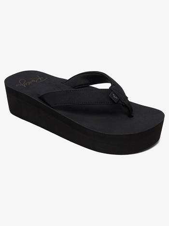 Women's Roxy Melinda Platform Flip Flops Black | NZ_LW5529