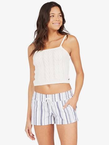 Women's Roxy Oceanside Stripe Beach Shorts Indigo Stripes | NZ_LW4710