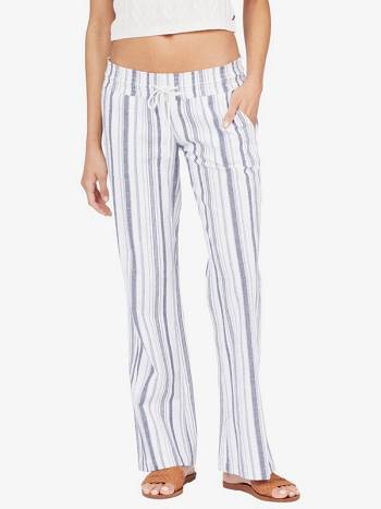 Women's Roxy Oceanside Stripe Flared Pants Indigo Stripes | NZ_LW4113